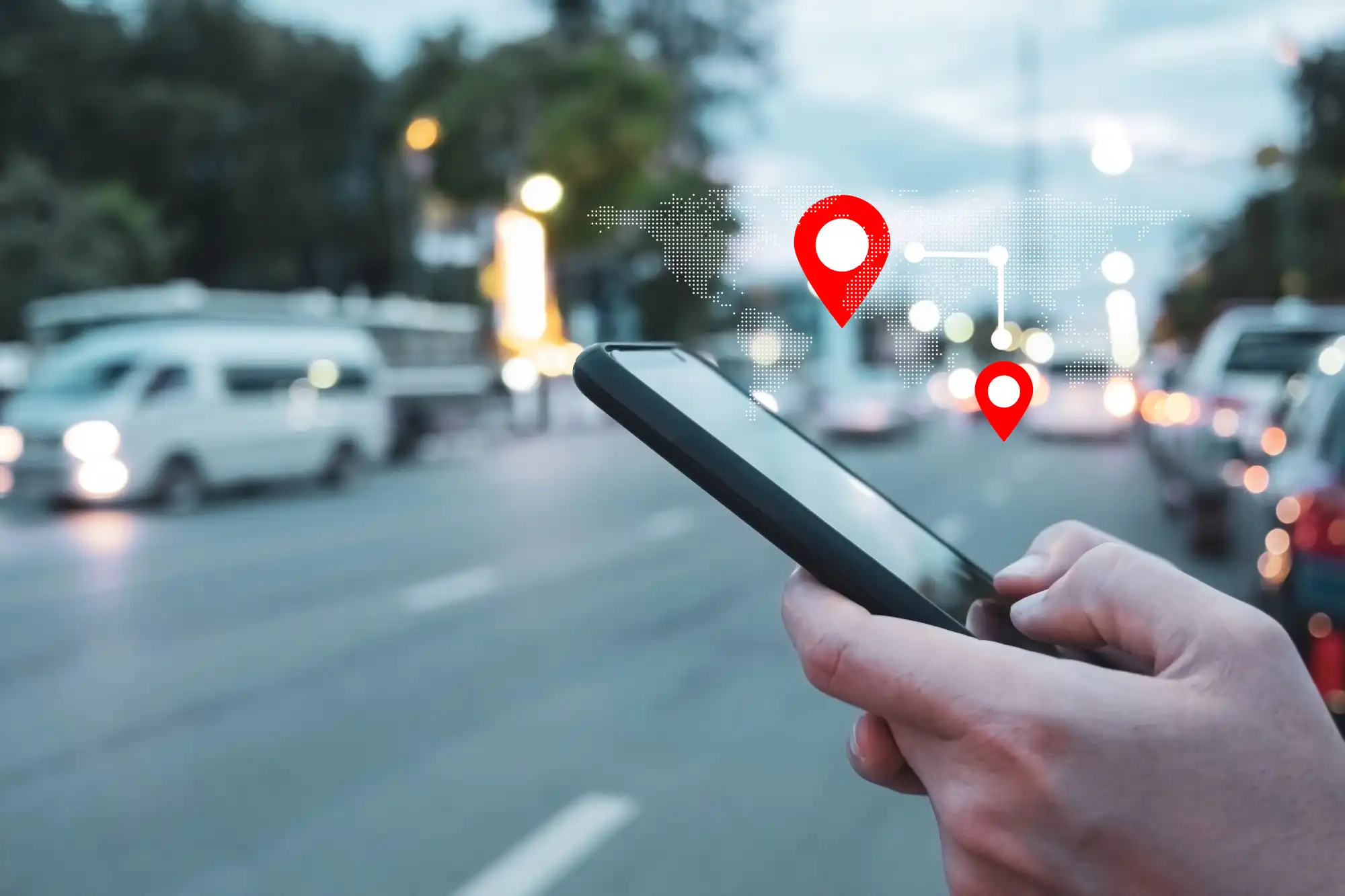 Man using mobile phone map application to locate a nearby rapid care clinic.