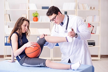 Doctor performing a physical examination to assess patient's health concerns.