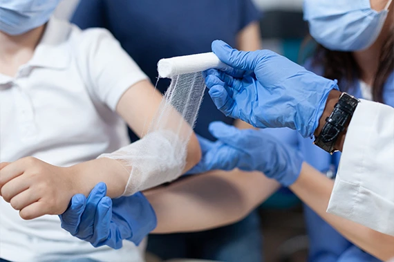 Minor injury treatment at Rapid Care LLC walk-in clinic